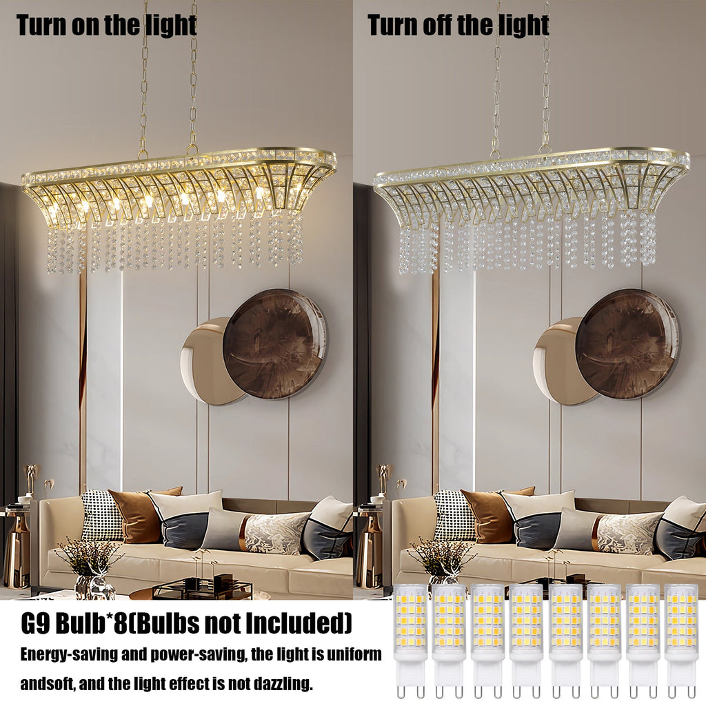 Modern Champagne Gold Kitchen Island Light - Oval Crystal ceiling chandelier eprolo