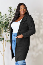 Basic Bae Pocketed Longline Hooded Cardigan - Whispering Desires Shoppe