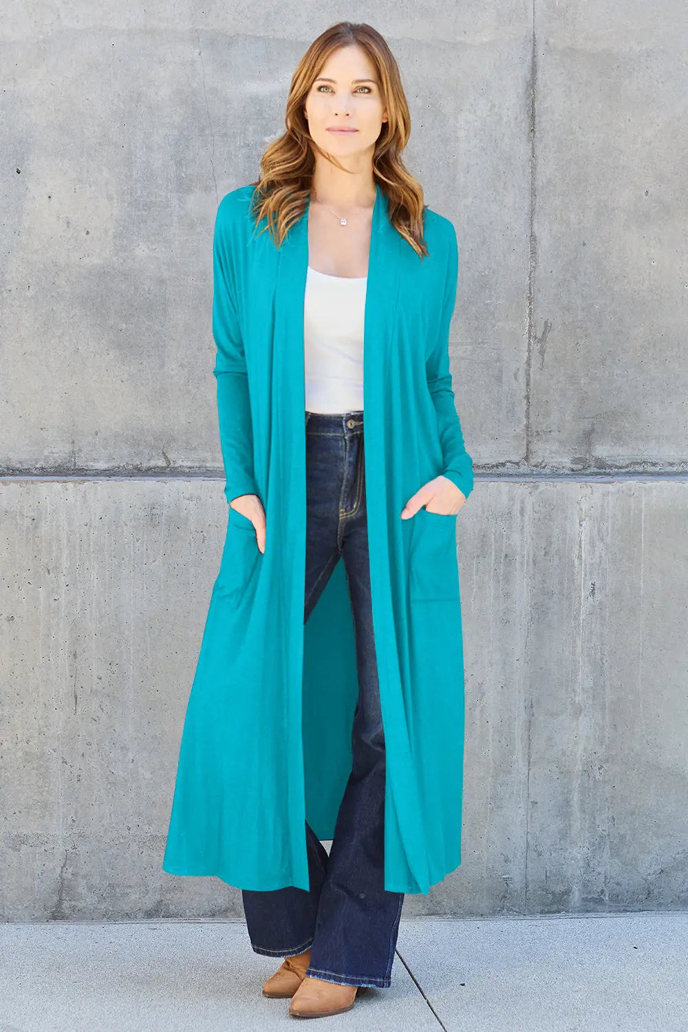 Basic Bae Open-Front Long Sleeve Cover Up - Whispering Desires Shoppe