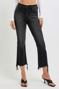 RISEN Full Size Raw Hem Cropped Flare Jeans Plus Size - Whispering Desires Shoppe