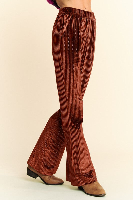 Davi & Dani Elastic Waist Knit Flare Pants - Whispering Desires Shoppe