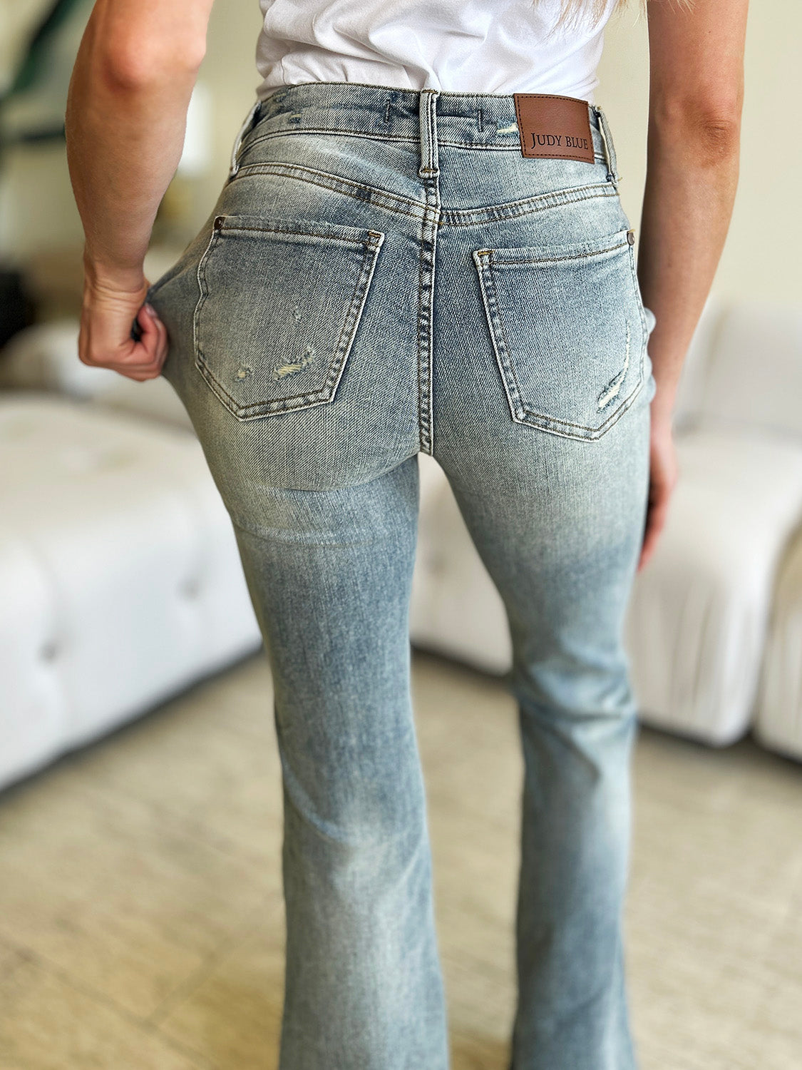 Judy Blue Mid-Rise Flare Jeans — Stretch Retro Fit - Whispering Desires Shoppe