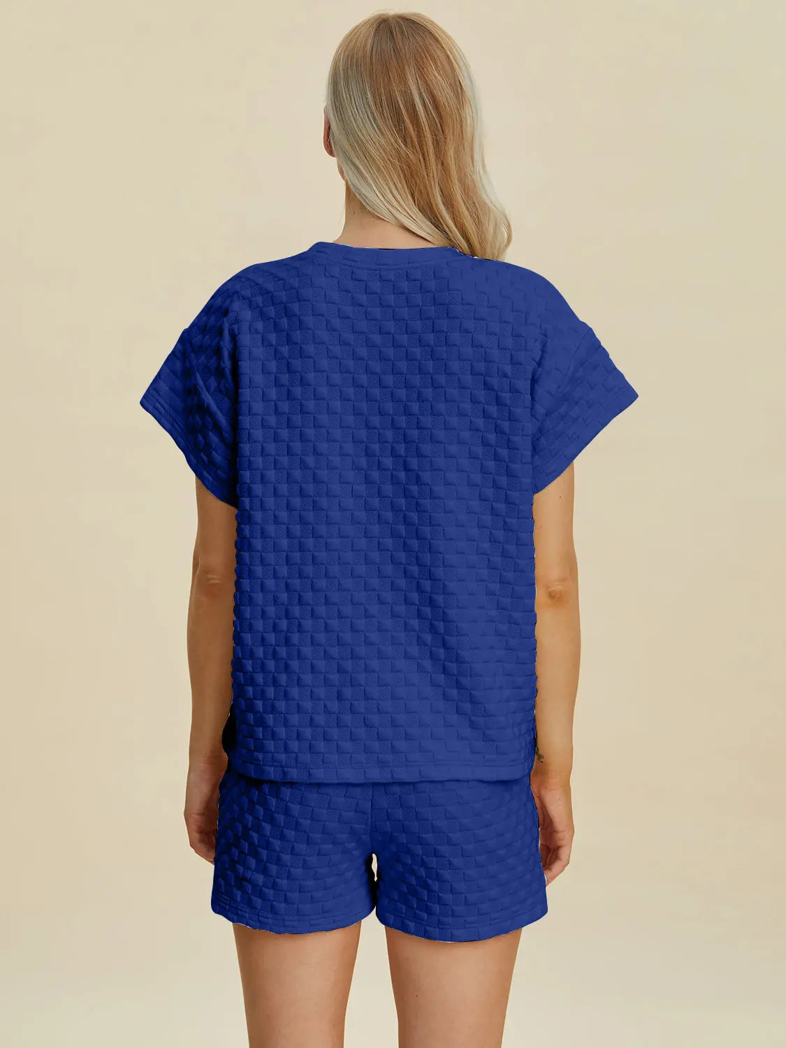Double Take Textured T-Shirt & Drawstring Shorts Set - Whispering Desires Shoppe