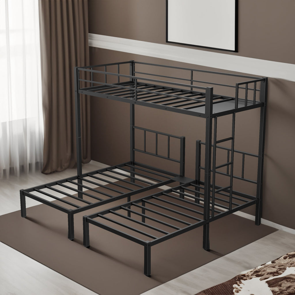 Twin over Twin & Twin Bunk Beds for 3, Twin XL over Twin & Twin Bunk Bed Metal Triple Bunk Bed, Black eprolo