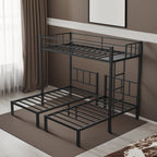 Twin over Twin & Twin Bunk Beds for 3, Twin XL over Twin & Twin Bunk Bed Metal Triple Bunk Bed, Black eprolo