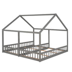 Twin Size House Platform Beds Two Shared Beds Gray eprolo