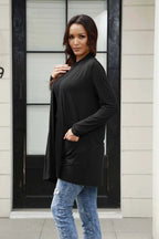 Basic Bae Open-Front Long Cardigan with Pockets - Whispering Desires Shoppe