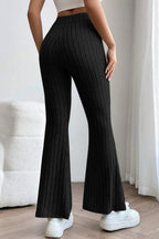 Basic Bae Ribbed High-Waist Flare Pants - Whispering Desires Shoppe