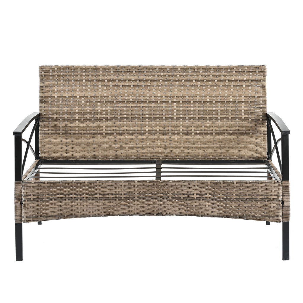 Patio Furniture, Outdoor Furniture, Seasonal PE Wicker Furniture, Four Set Wicker Furniture With Black Metal Table eprolo
