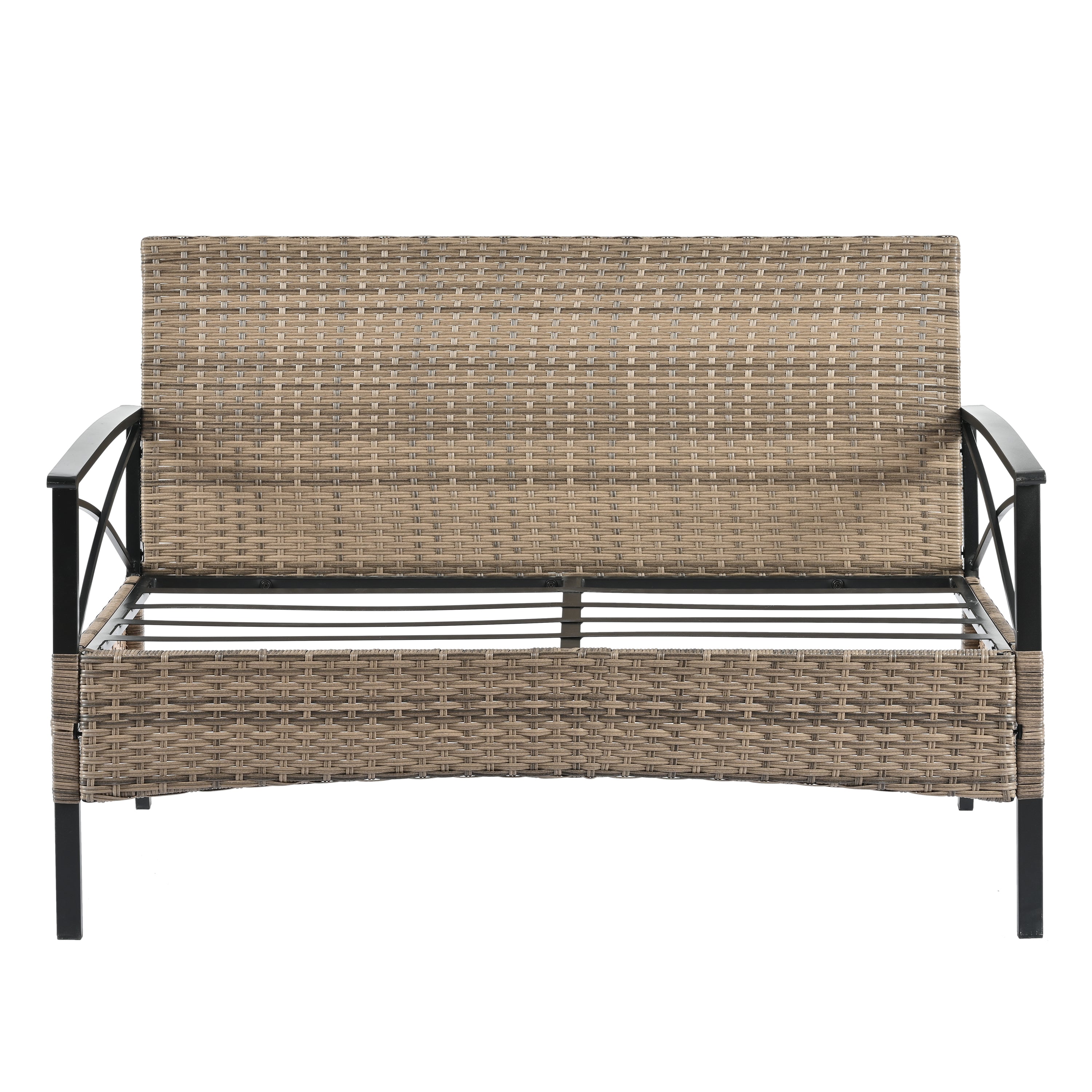 Patio Furniture, Outdoor Furniture, Seasonal PE Wicker Furniture, Four Set Wicker Furniture With Black Metal Table eprolo