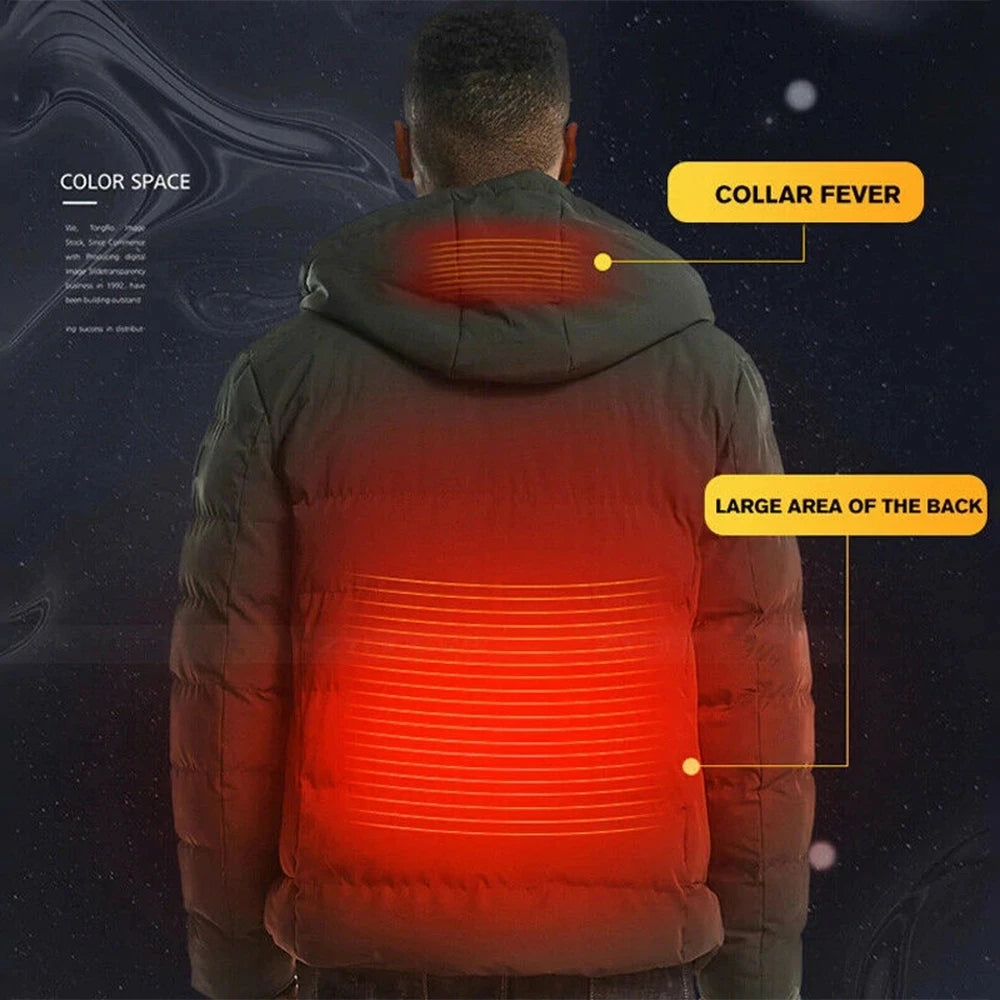 4 Areas Heated Jackets Men Women USB Single Control Smart Heating Cotton Clothing Heated Vest Constant Temperature Hooded Jacket eprolo
