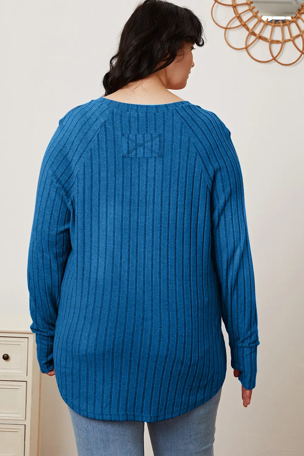 Basic Bae Ribbed Thumbhole Long-Sleeve Tee - Whispering Desires Shoppe