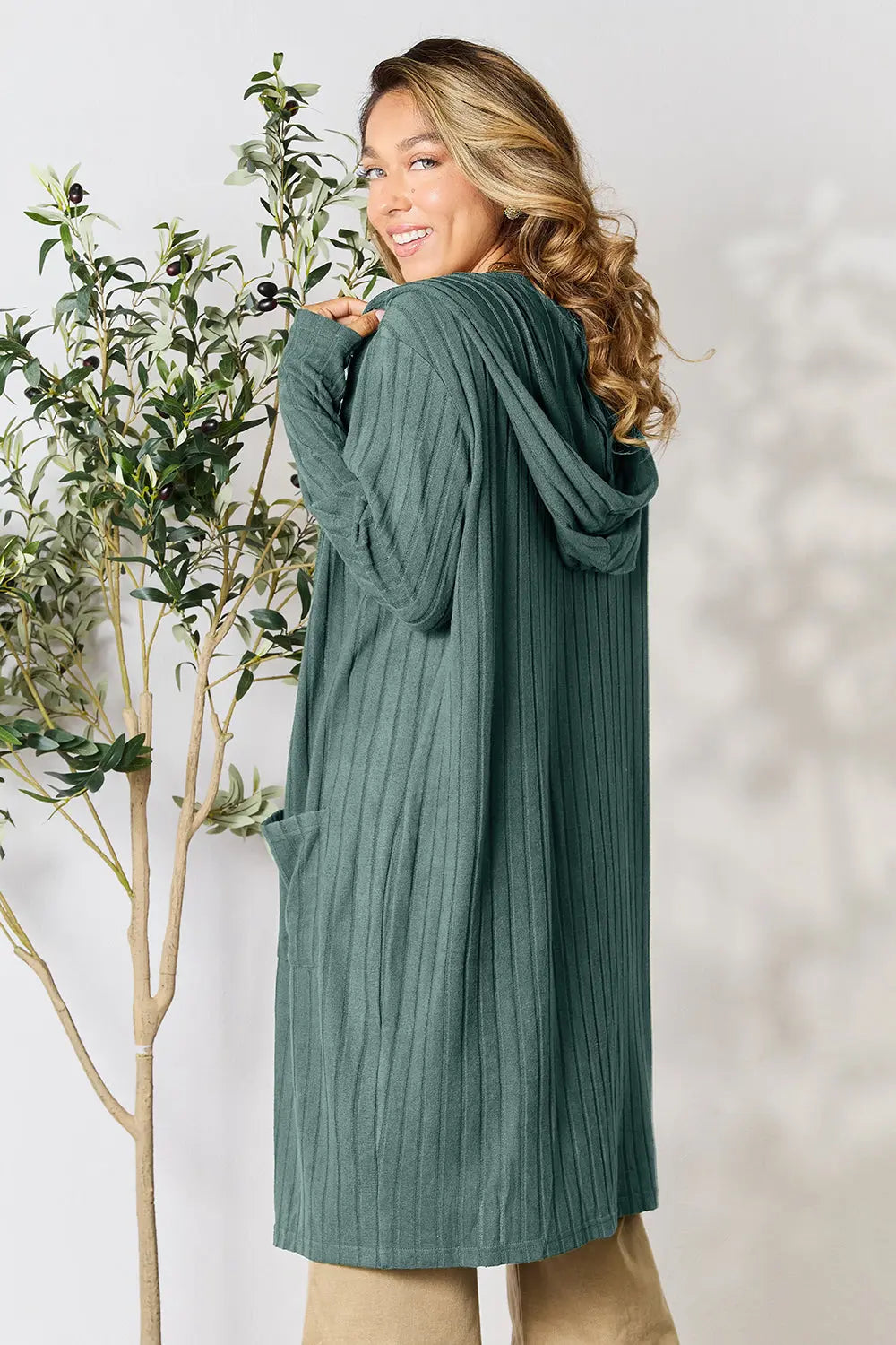 Basic Bae Pocketed Longline Hooded Cardigan - Whispering Desires Shoppe