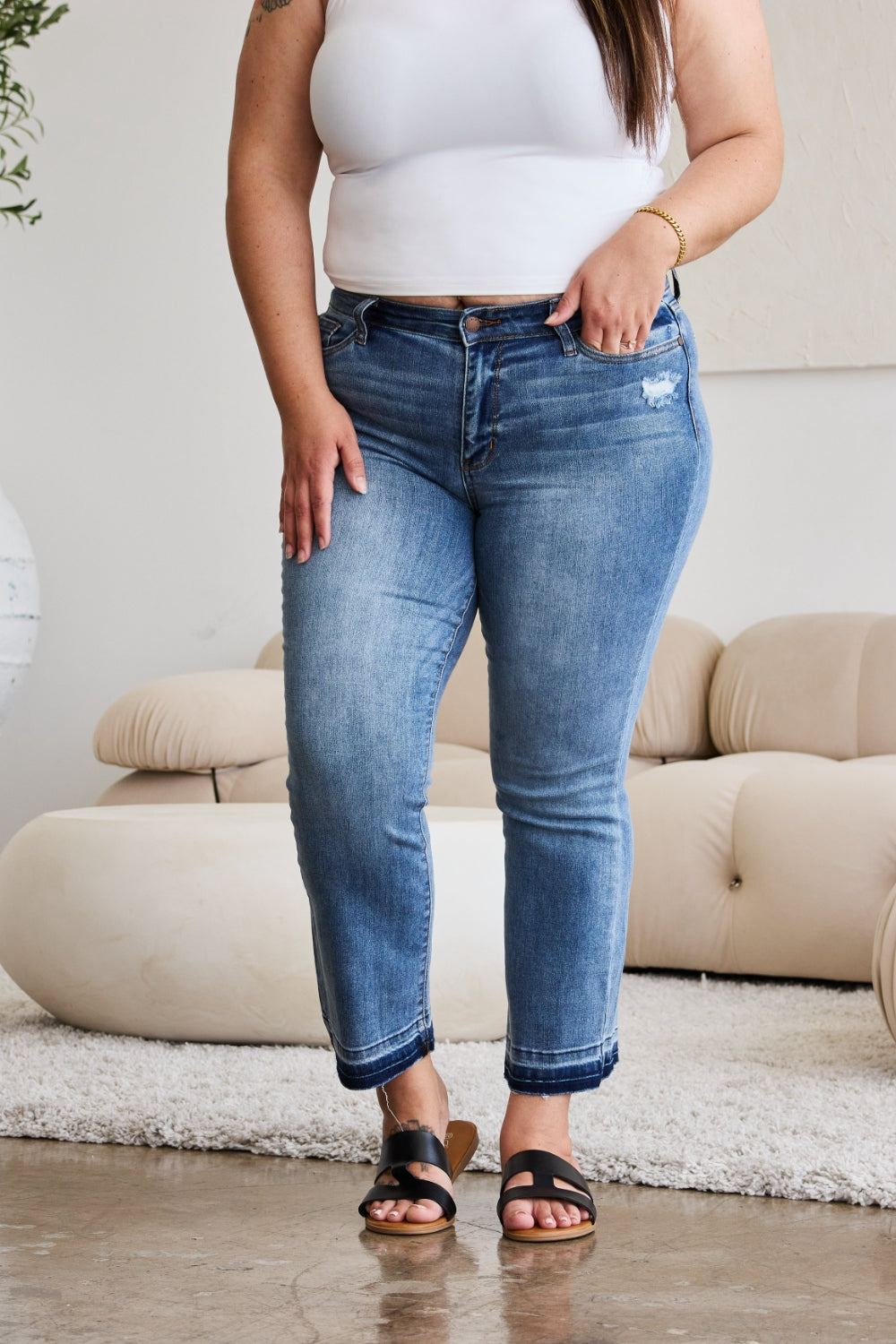 Judy Blue Release-Hem Cropped Bootcut Jeans - Whispering Desires Shoppe