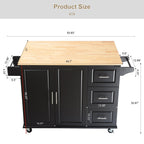 Kitchen Island & Kitchen Cart Mobile Kitehcn Island with Extensible Rubber Wood Table Top eprolo