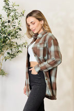 Mandy Plaid Dropped-Shoulder Shirt — Relaxed Layering Top - Whispering Desires Shoppe