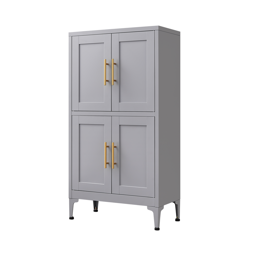 Grey metal kitchen storage cabinet, kitchen pantry storage cabinet with door and shelf, adjustable leveling feet eprolo