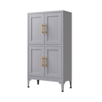Grey metal kitchen storage cabinet, kitchen pantry storage cabinet with door and shelf, adjustable leveling feet eprolo