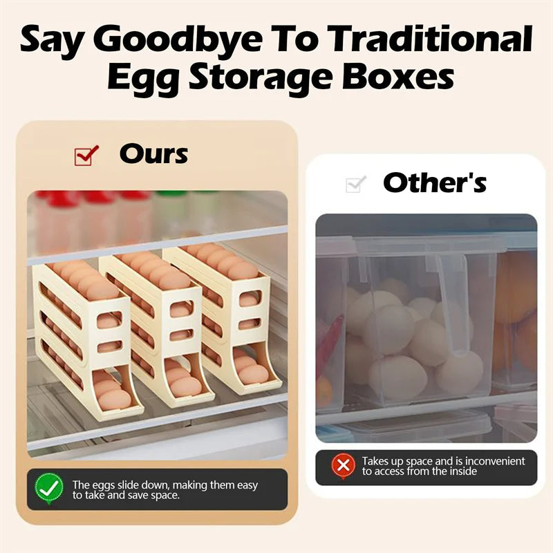 Refrigerator Egg Storage Box Automatic Scrolling Egg Holder Kitchen Large Capacity Dedicated Rolling Egg Storage Box for Kitchen eprolo
