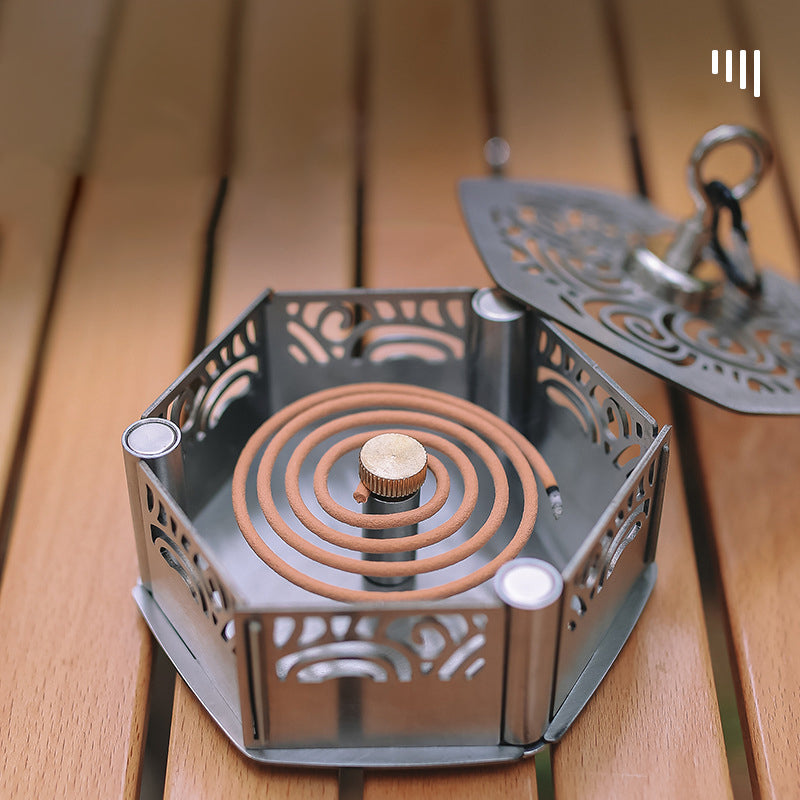 Outdoor Magnetic Mosquito Incense Box Camping Portable Stainless Steel Windproof Hollow Multi functional Mosquito Incense Plate eprolo