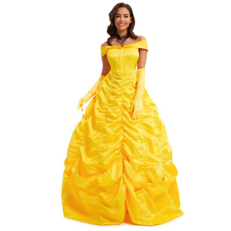 Beauty and the Beast Belle Princess Dress Cosplay Yellow Belle Costume for Women eprolo