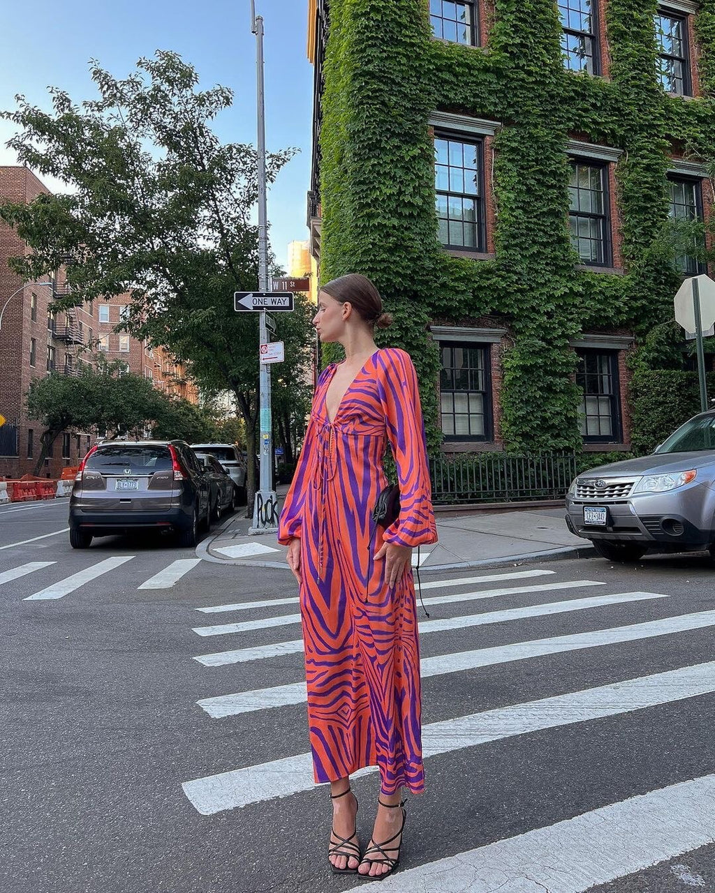 Fashion Womens Dress Deep V-Neck Long Sleeve Irregular Stripe Printed Tie-Up Long Dresses Club Street Style S M L eprolo