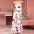 Sexy Printed Boho Maxi Dress for Women - Sleeveless, Drawstring Waist, Casual Summer Dress eprolo