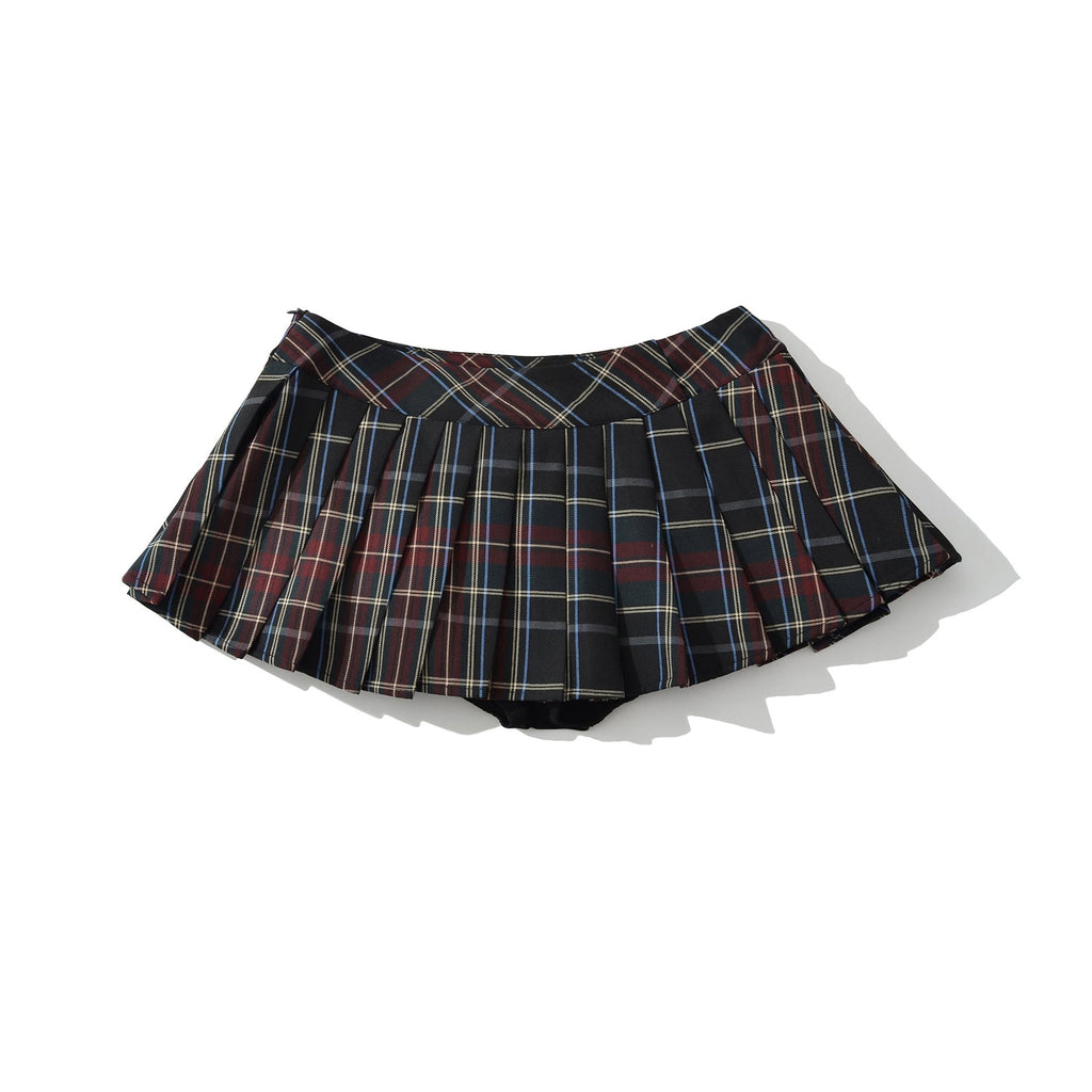 Low waist button slit pleated skirt eprolo