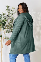 Basic Bae Pocketed Longline Hooded Cardigan - Whispering Desires Shoppe