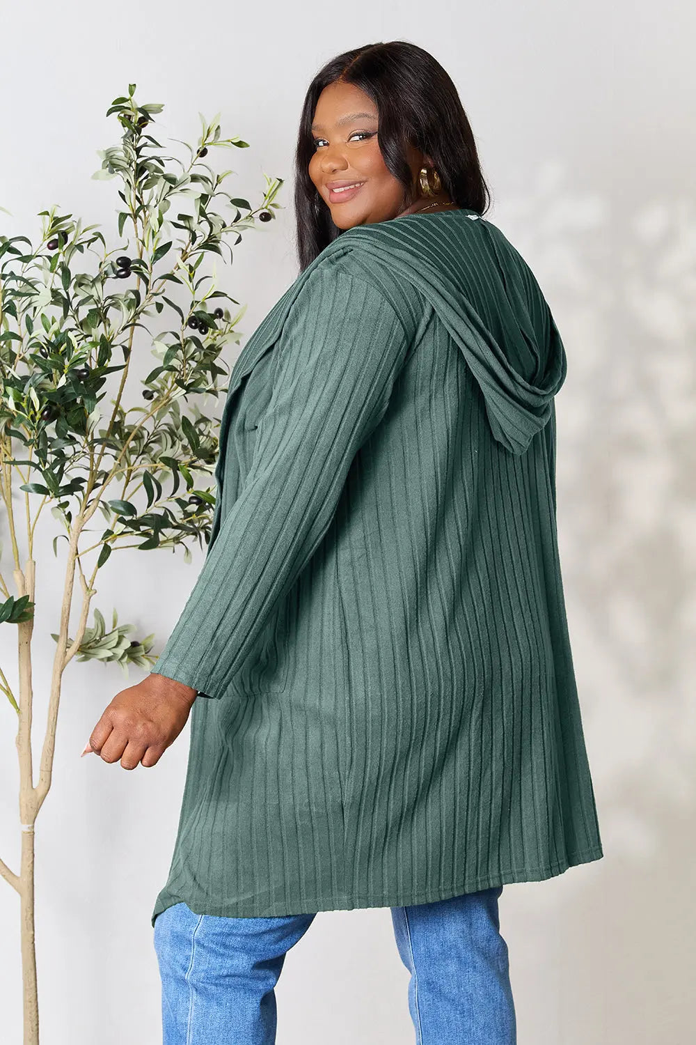 Basic Bae Pocketed Longline Hooded Cardigan - Whispering Desires Shoppe