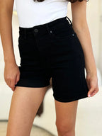 Judy Blue High Waist Tummy Control Cuffed Denim Shorts - Whispering Desires Shoppe