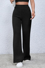 Basic Bae Ribbed High-Waist Flare Pants - Whispering Desires Shoppe