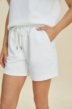 Double Take Flounce Sleeve Top & Drawstring Shorts - Whispering Desires Shoppe