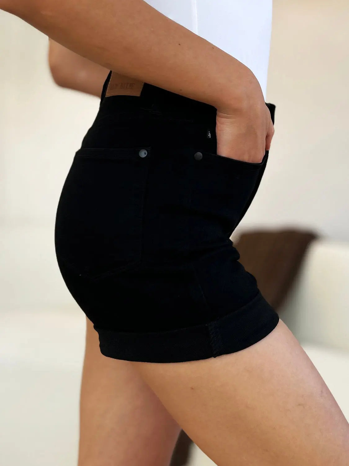Judy Blue High Waist Tummy Control Cuffed Denim Shorts - Whispering Desires Shoppe