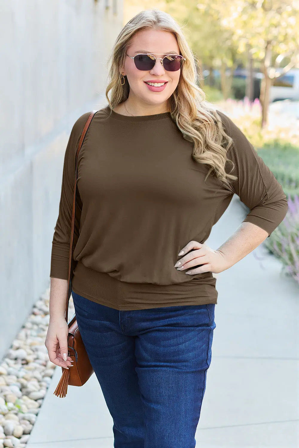 Basic Bae Batwing Sleeve Round Neck Top - Whispering Desires Shoppe