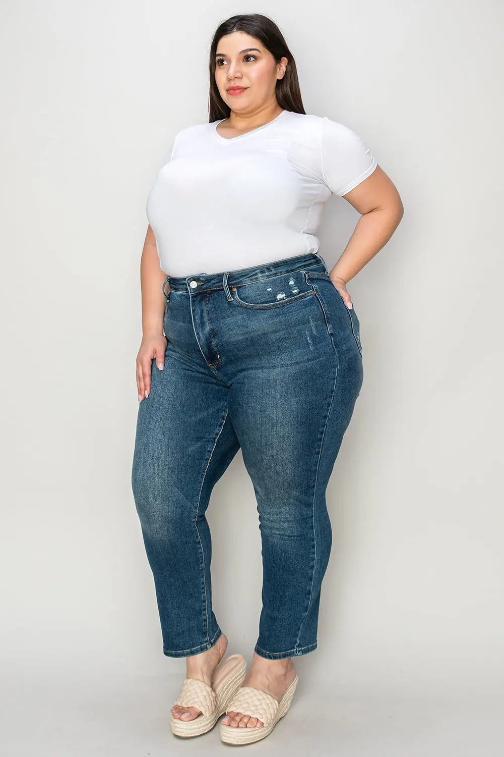 Judy Blue High-Waist Tummy Control Slim Jeans - Whispering Desires Shoppe