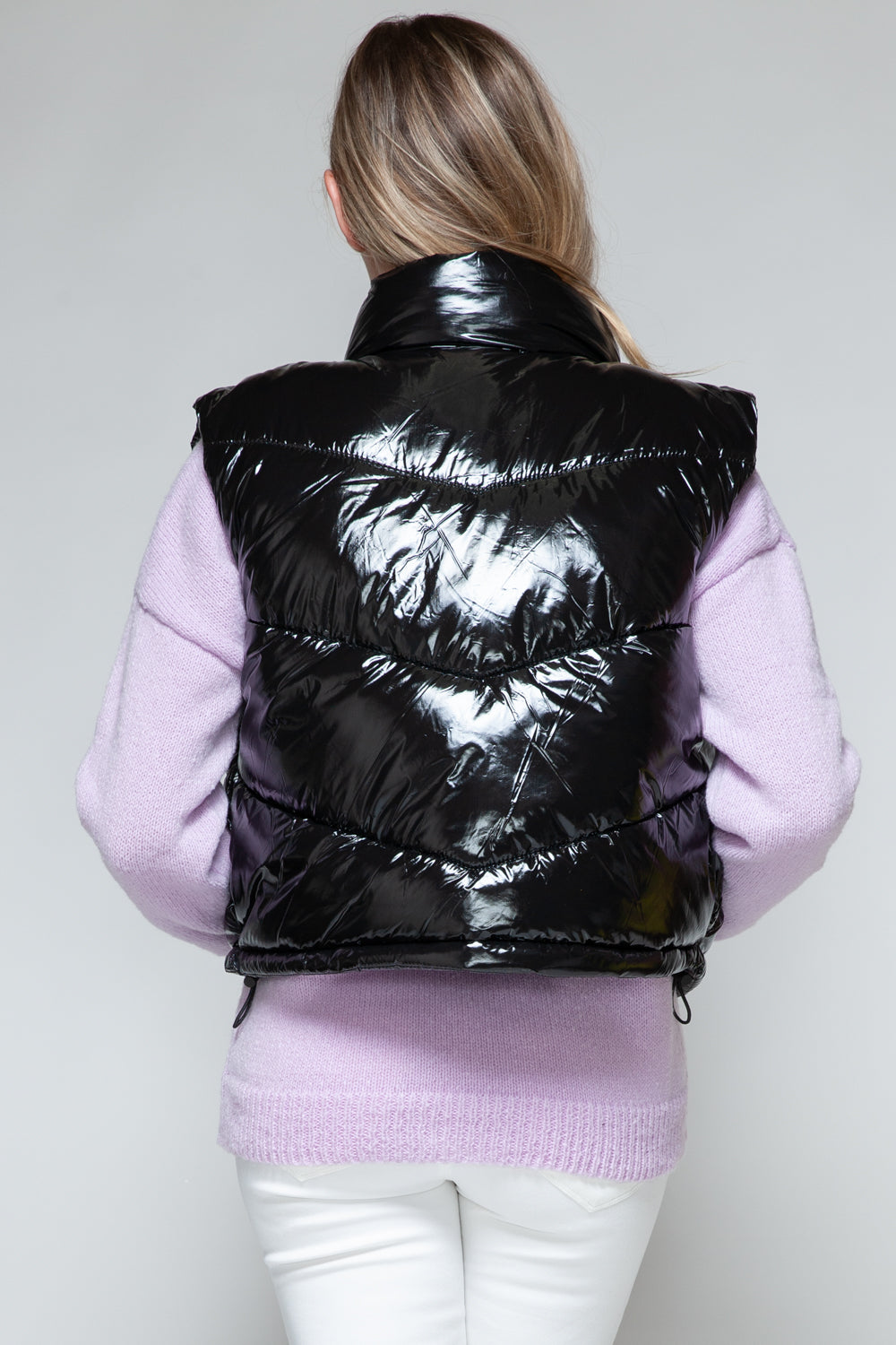 Snobbish Zip Up Turtleneck Shiny Quilted Vest - Whispering Desires Shoppe