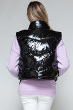 Snobbish Zip Up Turtleneck Shiny Quilted Vest - Whispering Desires Shoppe