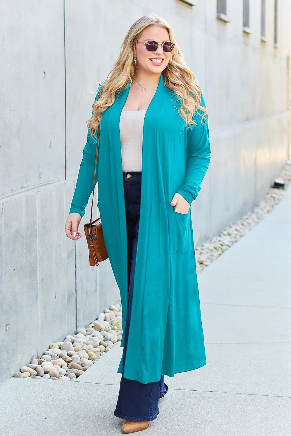 Basic Bae Open-Front Long Sleeve Cover Up - Whispering Desires Shoppe