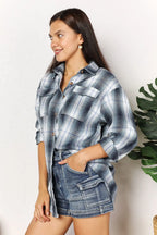 Mandy Women's Plaid Dropped-Shoulder Shirt - Whispering Desires Shoppe