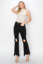 RISEN Distressed Raw-Hem Jeans — Pocketed Stretch - Whispering Desires Shoppe