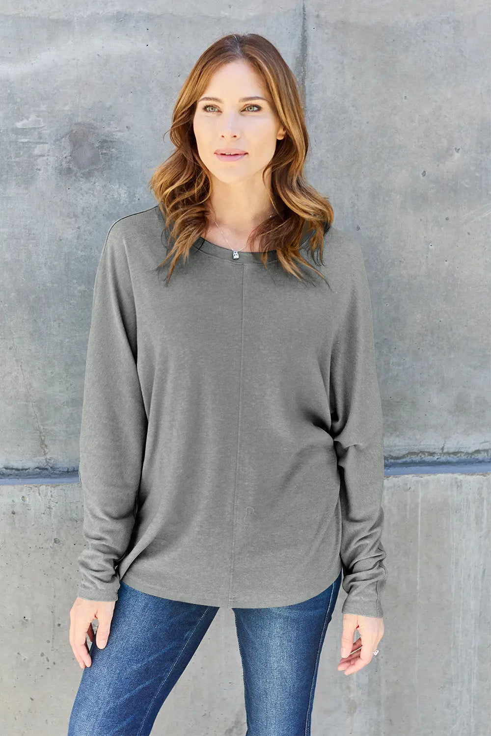 Double Take Full-Size Long Sleeve Round Neck Tee - Whispering Desires Shoppe