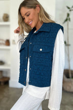 Double Take Pocketed Snap-Front Vest Coat - Whispering Desires Shoppe