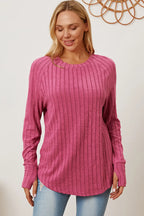 Basic Bae Ribbed Thumbhole Long-Sleeve Tee - Whispering Desires Shoppe