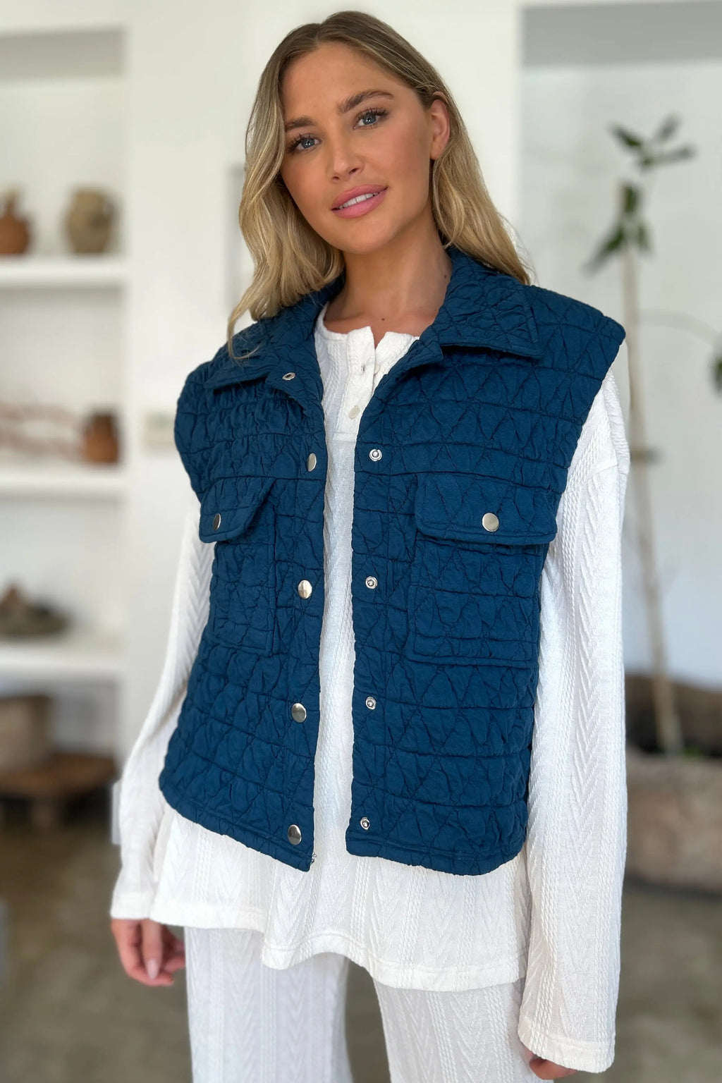 Double Take Pocketed Snap-Front Vest Coat - Whispering Desires Shoppe