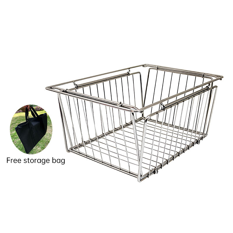 IGT Stainless Steel Folding Basket: Drain & Wash, Ideal Camping Table Accessory. eprolo