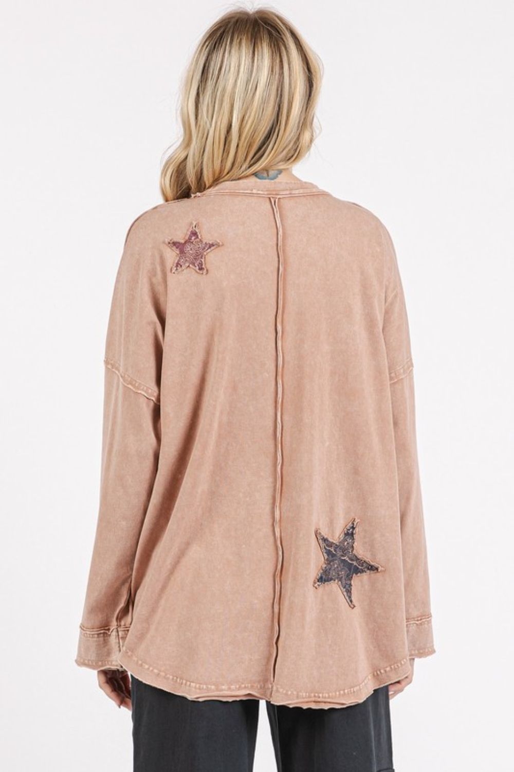 Mittoshop Mineral Wash Star Patch Long Sleeve T-Shirt - Whispering Desires Shoppe