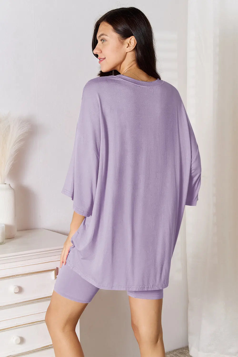 Basic Bae Soft Rayon 3/4 Sleeve Top & Shorts Set - Whispering Desires Shoppe