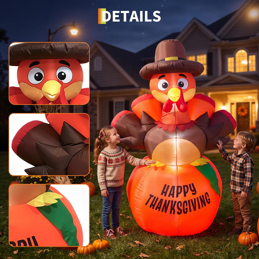 6-Foot Thanksgiving Turkey & Pumpkin Inflatable