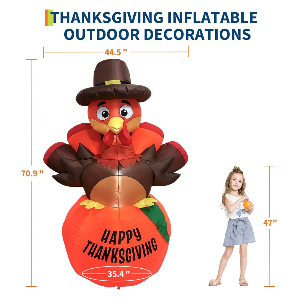 6-Foot Thanksgiving Turkey & Pumpkin Inflatable